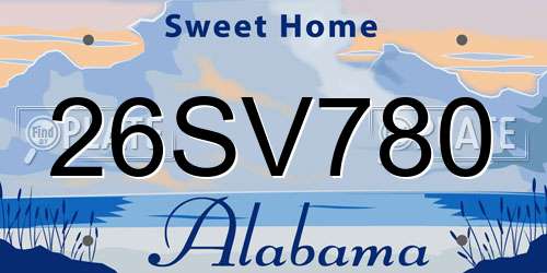 26SV780 Alabama License Plate