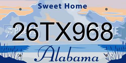 26TX968 Alabama License Plate