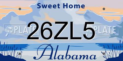 26ZL5 Alabama License Plate