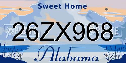 26ZX968 Alabama License Plate