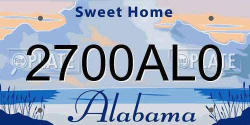 2700AL0 Alabama License Plate