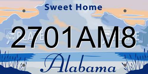 2701AM8 Alabama License Plate