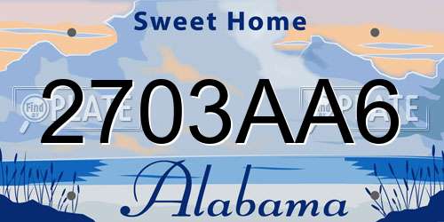 2703AA6 Alabama License Plate
