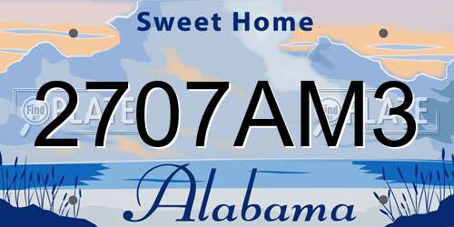 2707AM3 Alabama License Plate