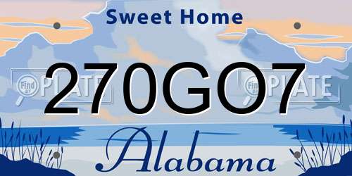 270GO7 Alabama License Plate
