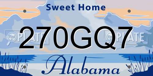 270GQ7 Alabama License Plate