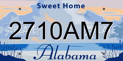 2710AM7 Alabama License Plate