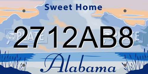 2712AB8 Alabama License Plate