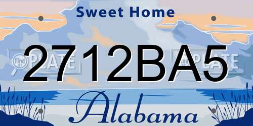 2712BA5 Alabama License Plate