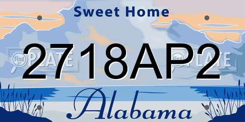 2718AP2 Alabama License Plate