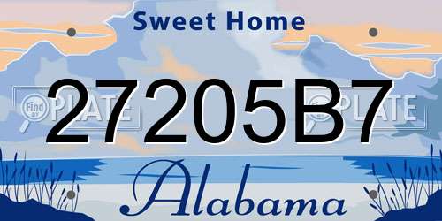 27205B7 Alabama License Plate