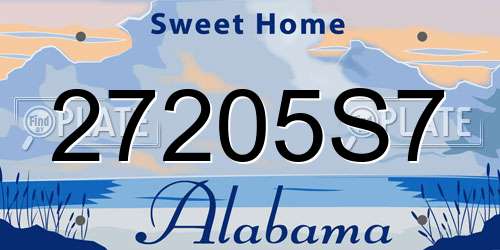 27205S7 Alabama License Plate