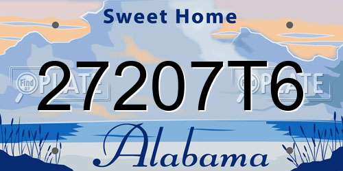 27207T6 Alabama License Plate