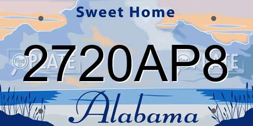 2720AP8 Alabama License Plate