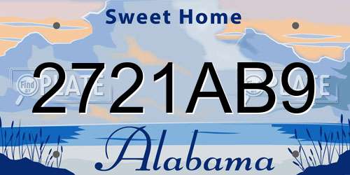 2721AB9 Alabama License Plate