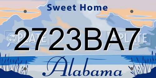 2723BA7 Alabama License Plate