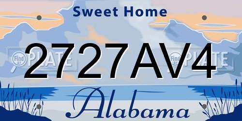 2727AV4 Alabama License Plate