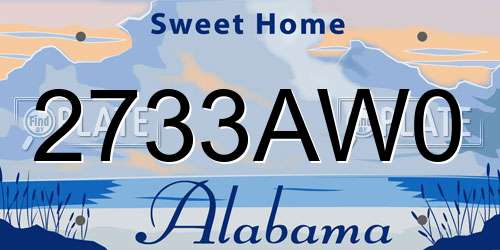 2733AW0 Alabama License Plate