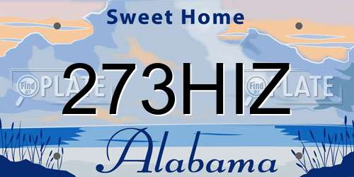 273HIZ Alabama License Plate