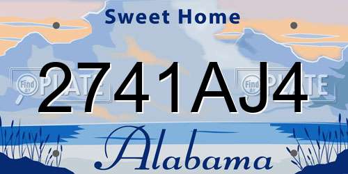 2741AJ4 Alabama License Plate