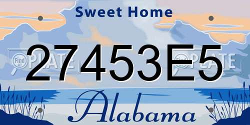 27453E5 Alabama License Plate