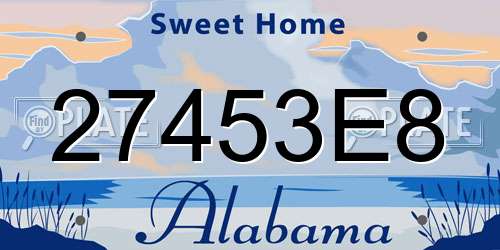 27453E8 Alabama License Plate