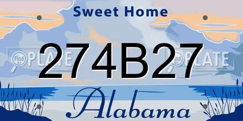 274B27 Alabama License Plate
