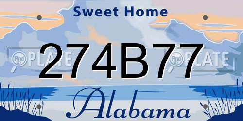 274B77 Alabama License Plate