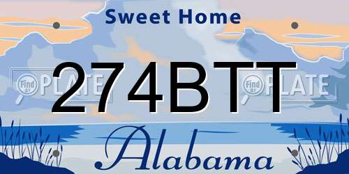 274BTT Alabama License Plate