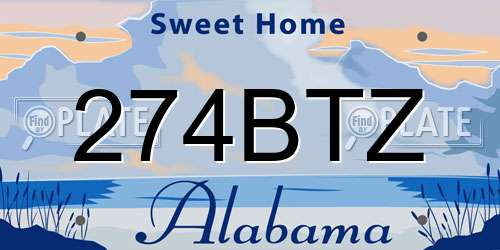 274BTZ Alabama License Plate