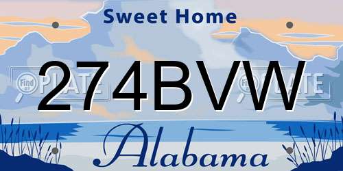 274BVW Alabama License Plate