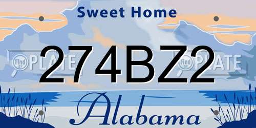 274BZ2 Alabama License Plate