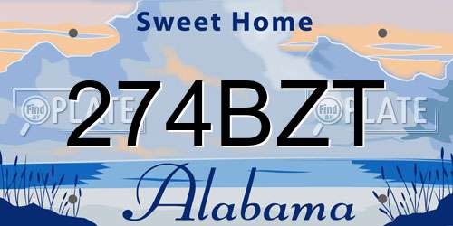 274BZT Alabama License Plate