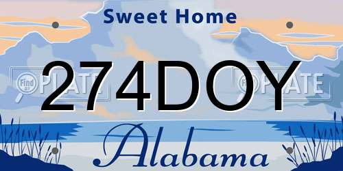 274DOY Alabama License Plate