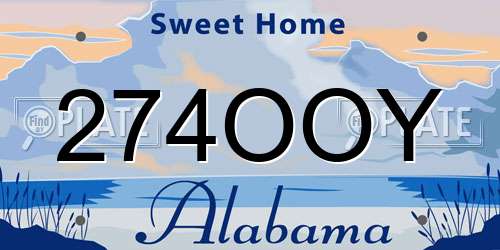 274OOY Alabama License Plate