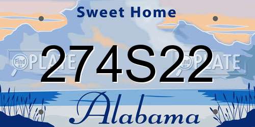 274S22 Alabama License Plate