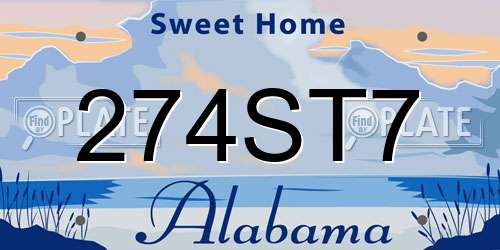 274ST7 Alabama License Plate