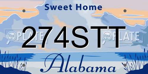 274STT Alabama License Plate