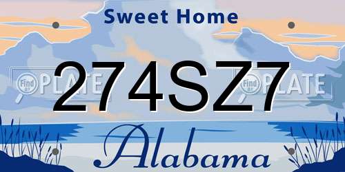 274SZ7 Alabama License Plate