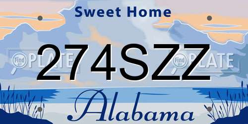274SZZ Alabama License Plate