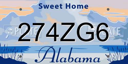 274ZG6 Alabama License Plate
