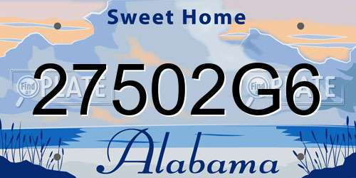 27502G6 Alabama License Plate