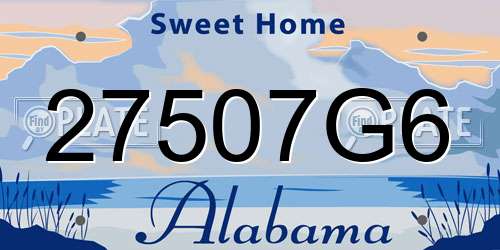 27507G6 Alabama License Plate