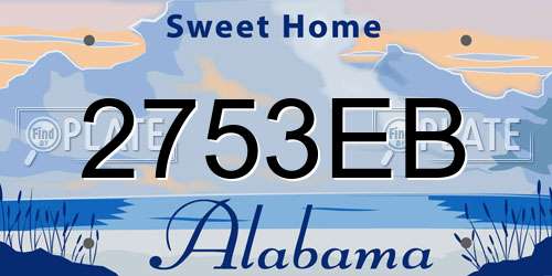 2753EB Alabama License Plate