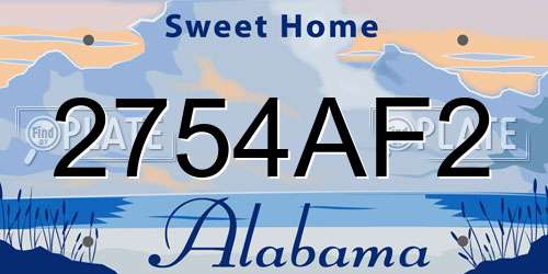 2754AF2 Alabama License Plate