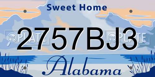 2757BJ3 Alabama License Plate