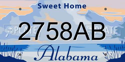 2758AB Alabama License Plate