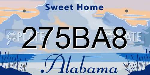 275BA8 Alabama License Plate