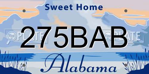 275BAB Alabama License Plate