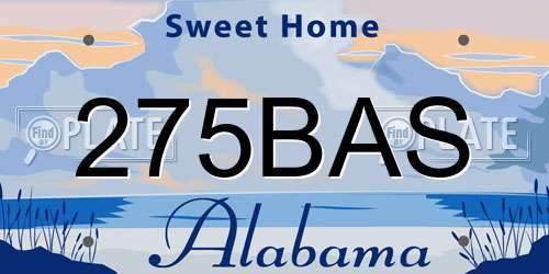 275BAS Alabama License Plate